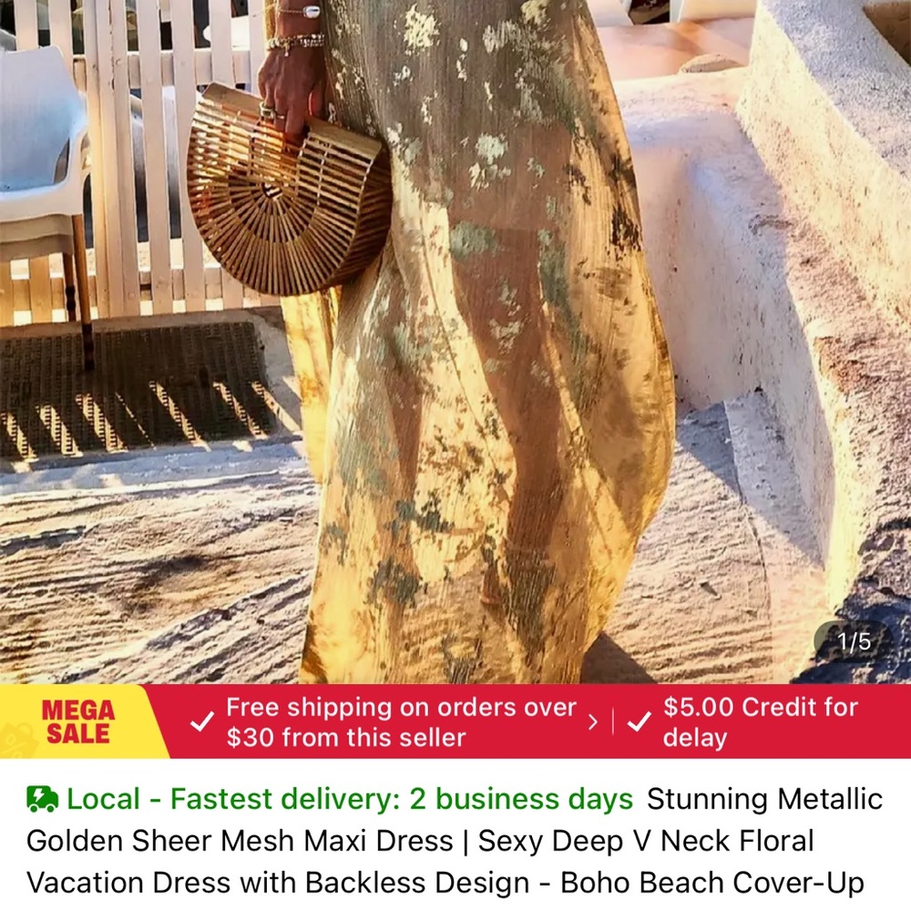 Golden Sheer Mesh Maxi Dress
